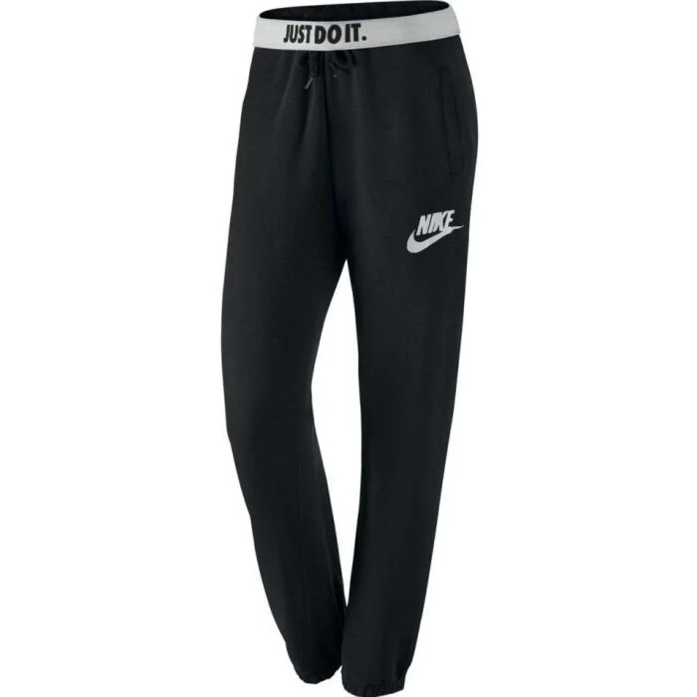 Nike Womens Rally Pants‎ Loose Joggers Black Sweatpants Size M Flip Waistband